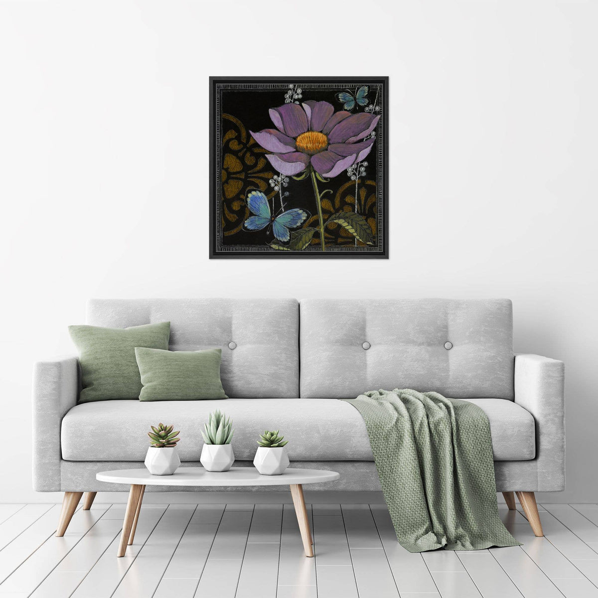 Gilt Slate Flora I Wall Art by Norman Wyatt Jr. - 20" W x 20" H