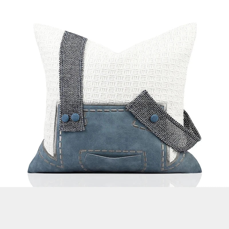 Denim Suspenders Pillow Cover