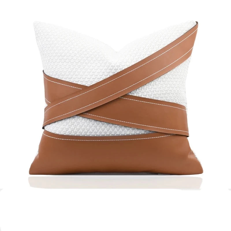 Tan Leather Strap Pillow