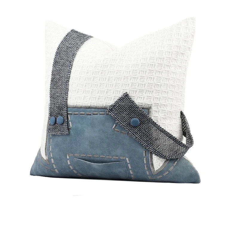 Denim Suspenders Pillow Cover