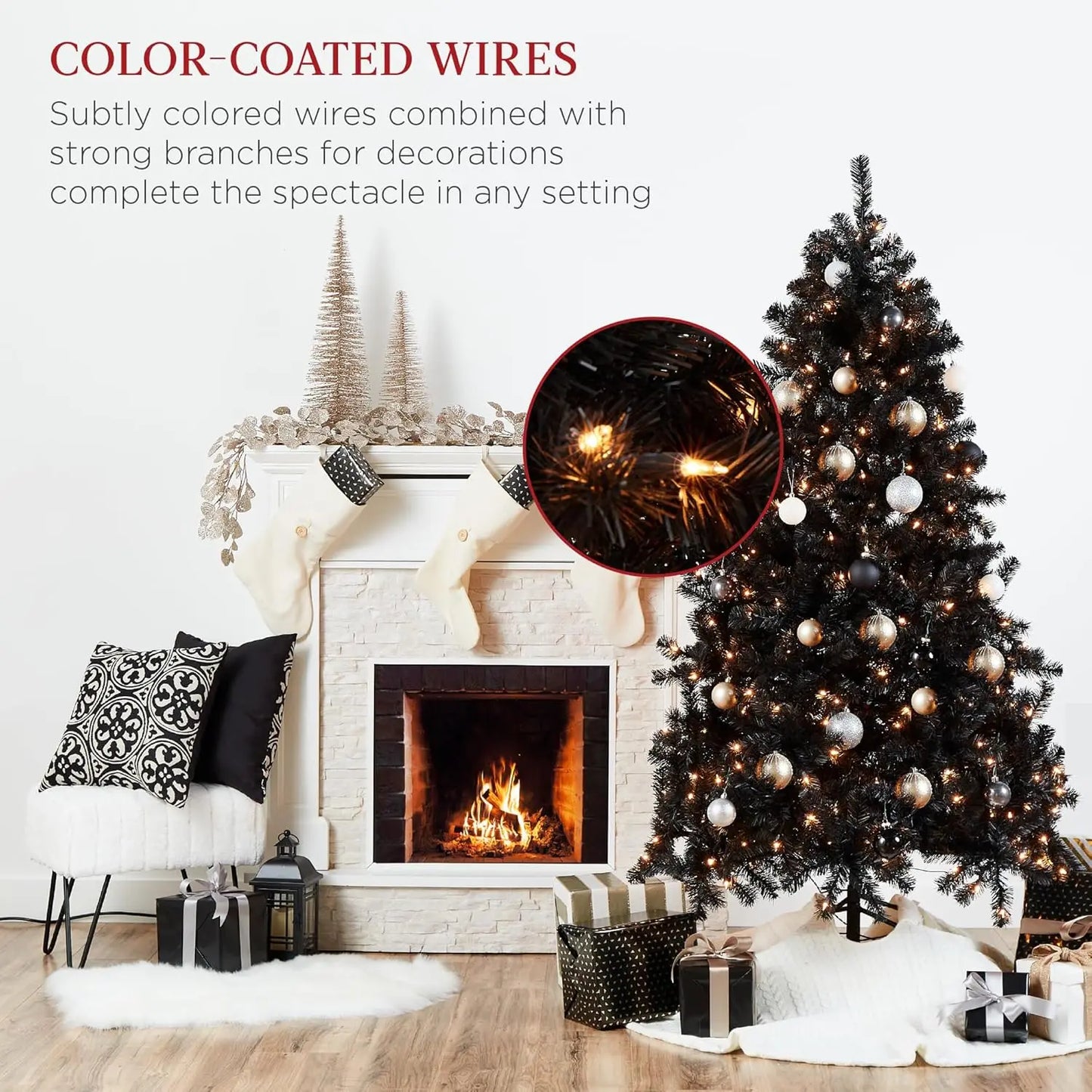 9ft Pre-Lit Black Artificial Christmas Tree