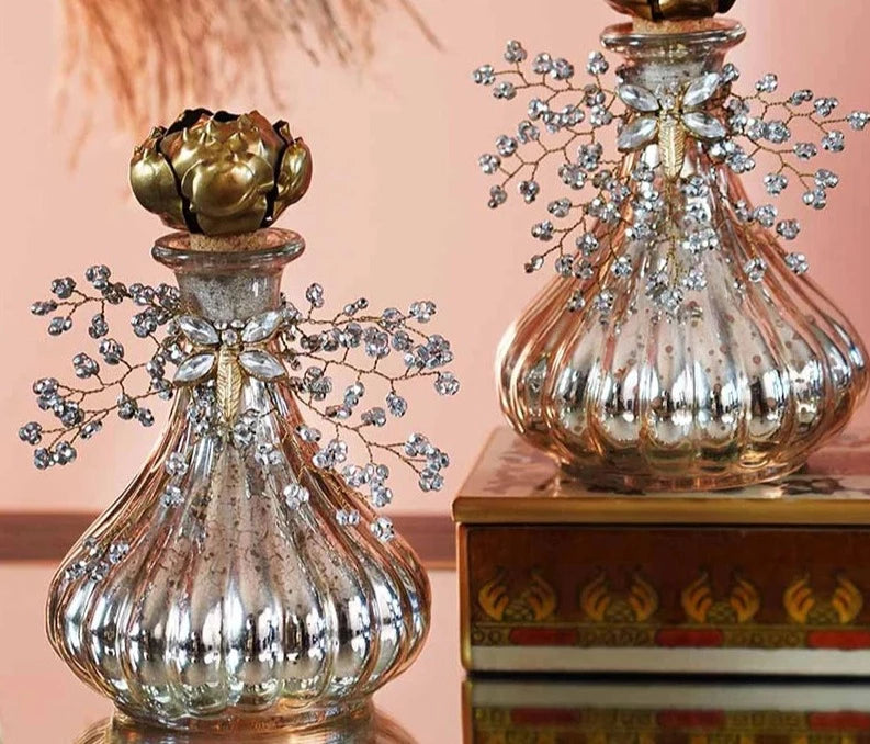 Vintage Beaded Glass Bottle