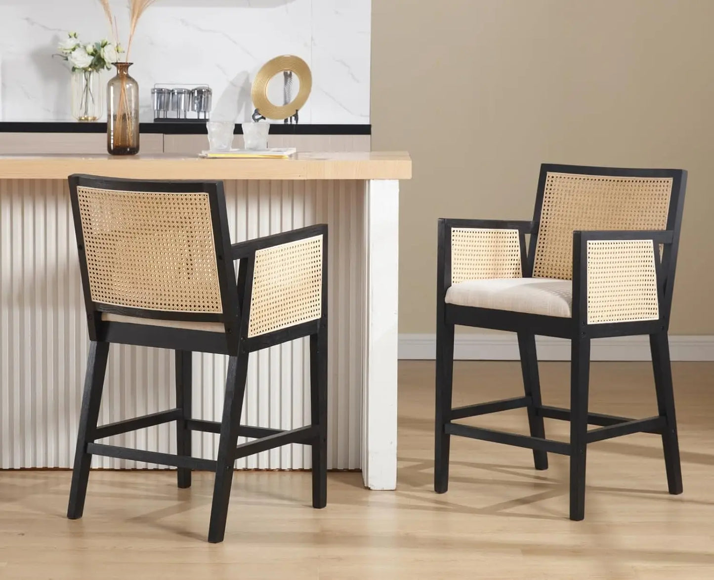 Eva Rattan Counter Stools (Set of 4)