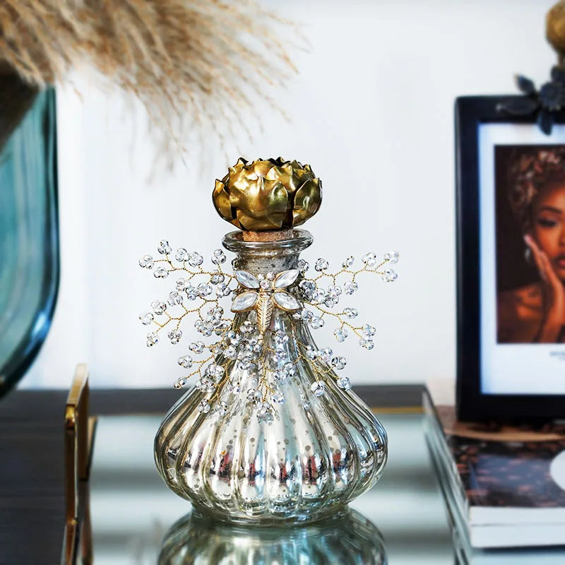 Vintage Beaded Glass Bottle