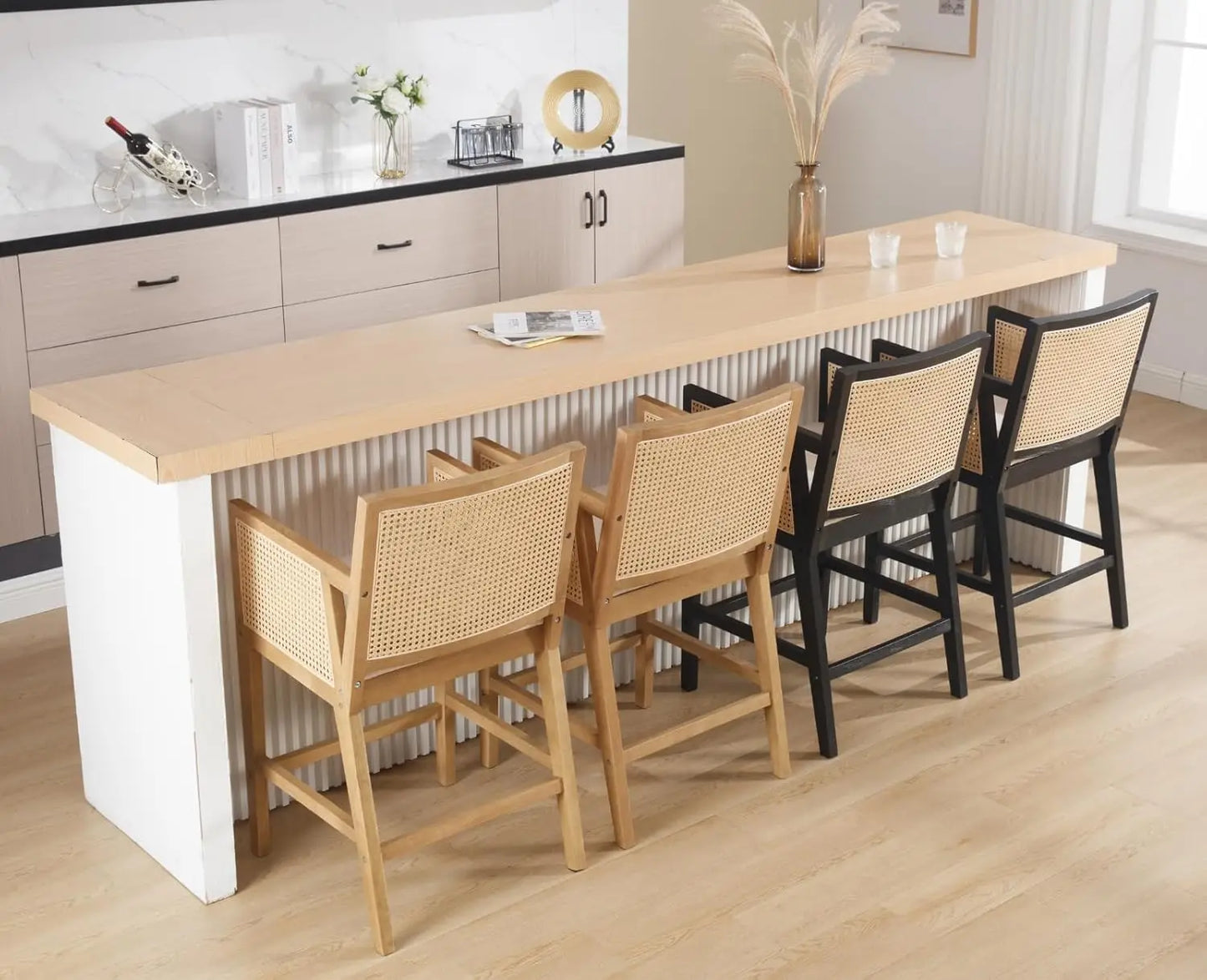 Eva Rattan Counter Stools (Set of 4)