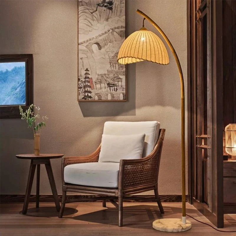 Bamboo Floor + Table Lamp