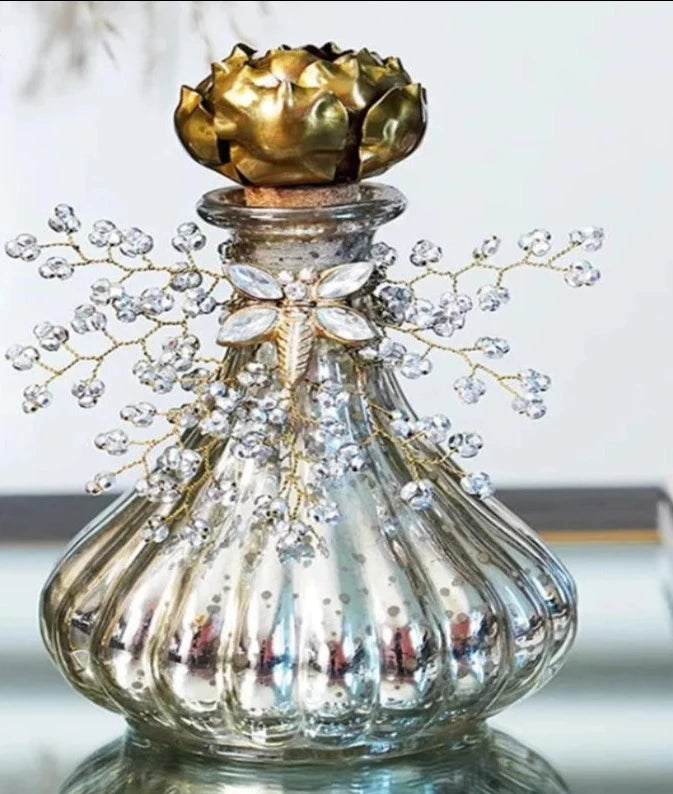 Vintage Beaded Glass Bottle