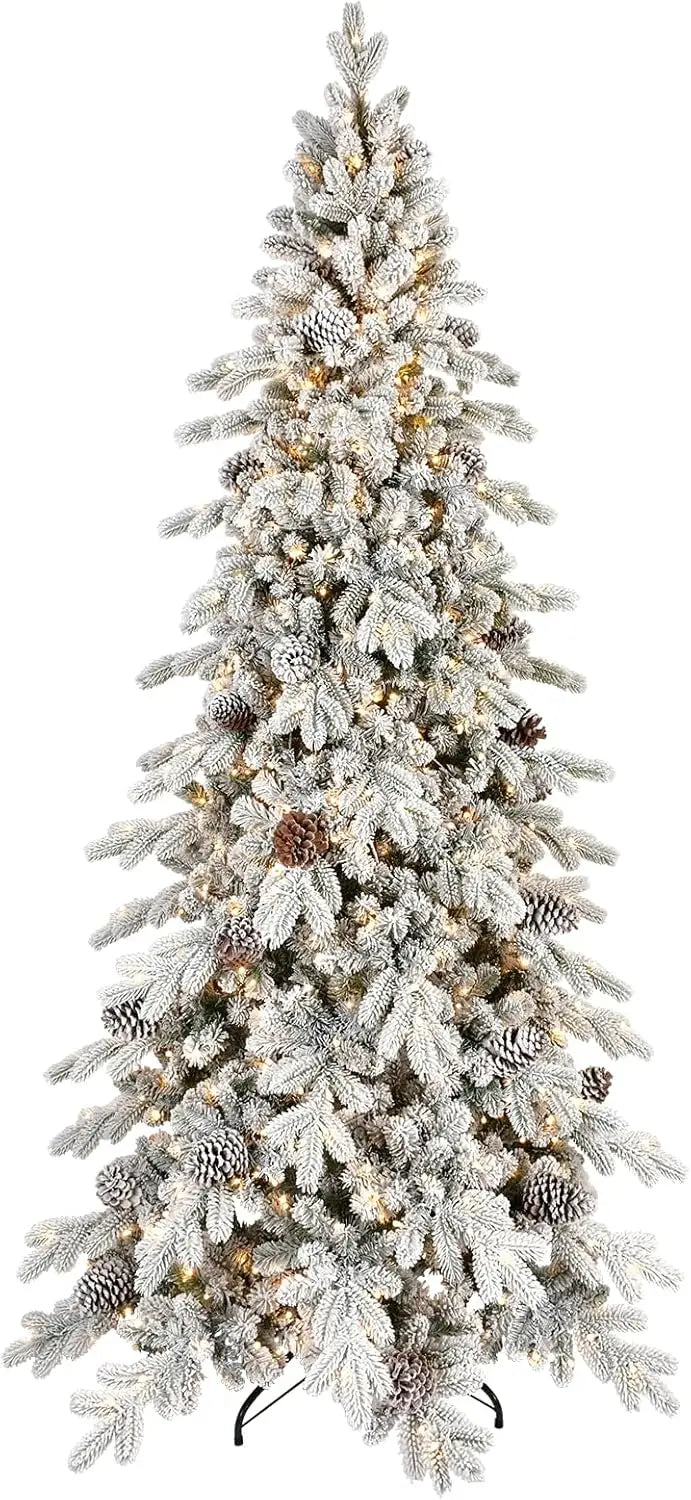 6.5 FT Pre-Lit Snow Flocked Slim Fir Christmas Tree