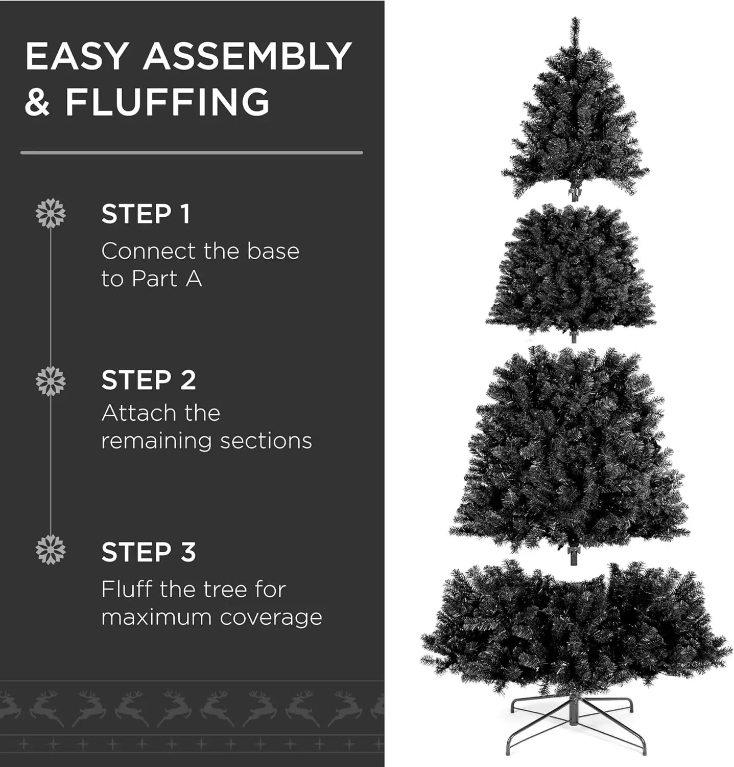 9ft Pre-Lit Black Artificial Christmas Tree
