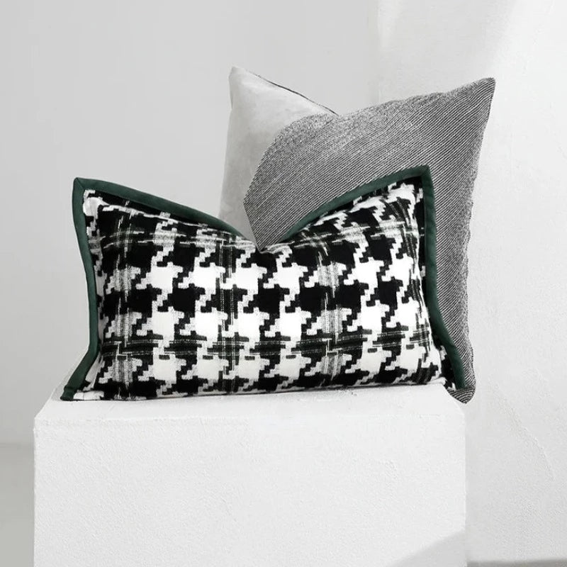 Chic Houndstooth Lumbar Pillow
