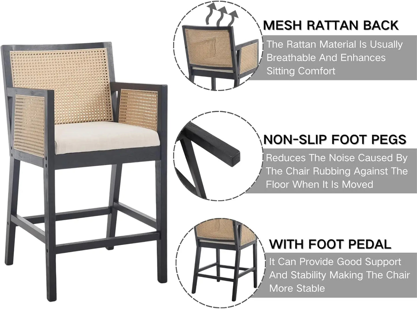 Eva Rattan Counter Stools (Set of 4)