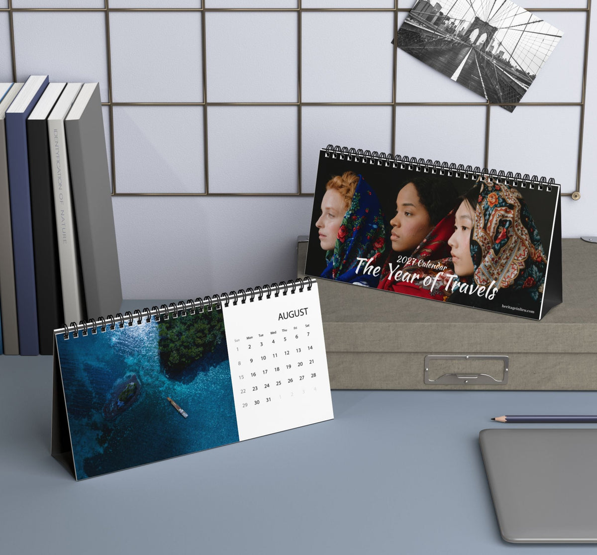 "The Year of Travels" by Heritage in Lieu, 2027 Desktop Calendar