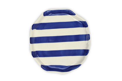 Ceramic Blue stripe plate, 6.3x6.3 Inches (Set of 2 )