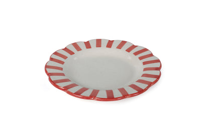 Ceramic stripe Salad Plate, Red- 8.25x 8.25 x 1.25 Inches ( Set of 2 )