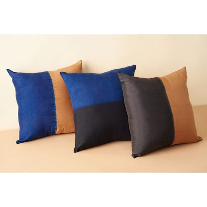 Aakar Mor Color Block Mulberry Silk Pillow