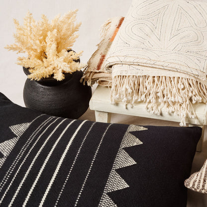 Kora Black Large Handloom Artisanal Pillow