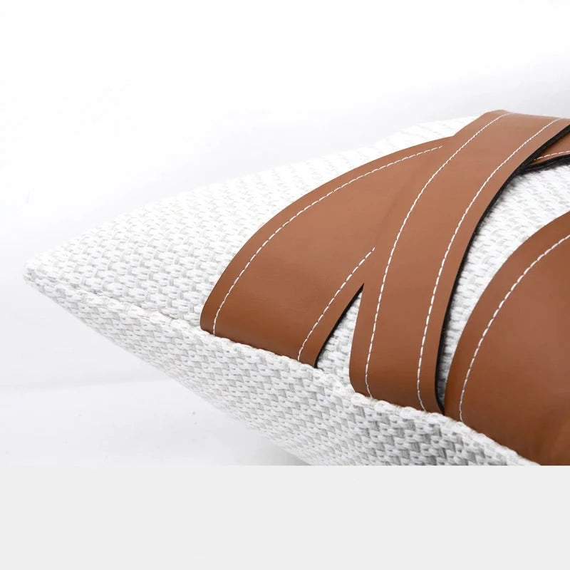 Tan Leather Strap Pillow