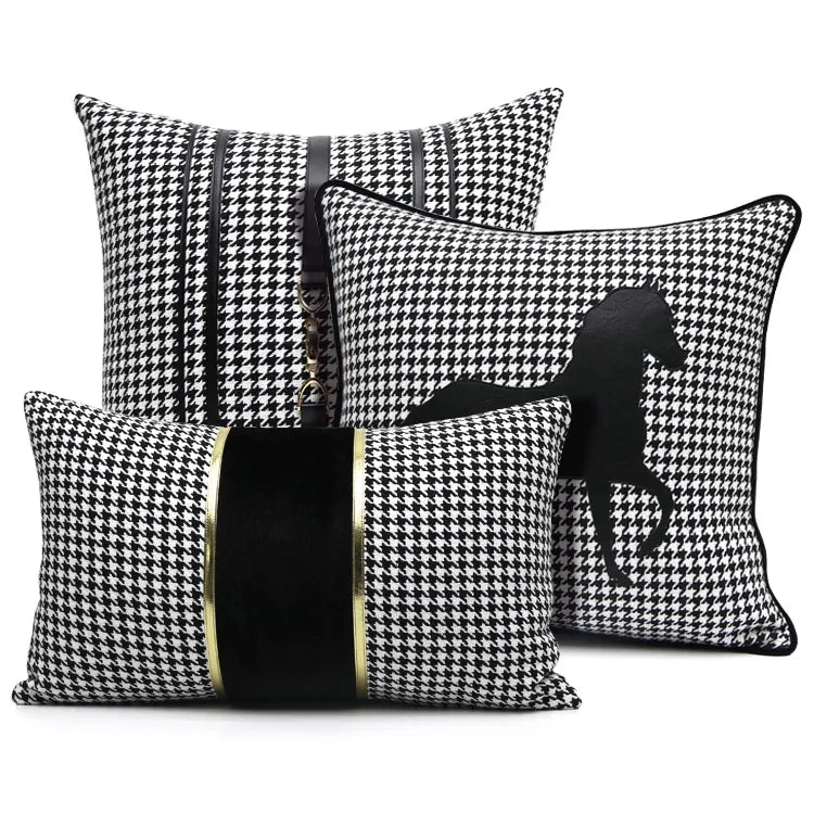 Luxe Houndstooth Decorative Pillows