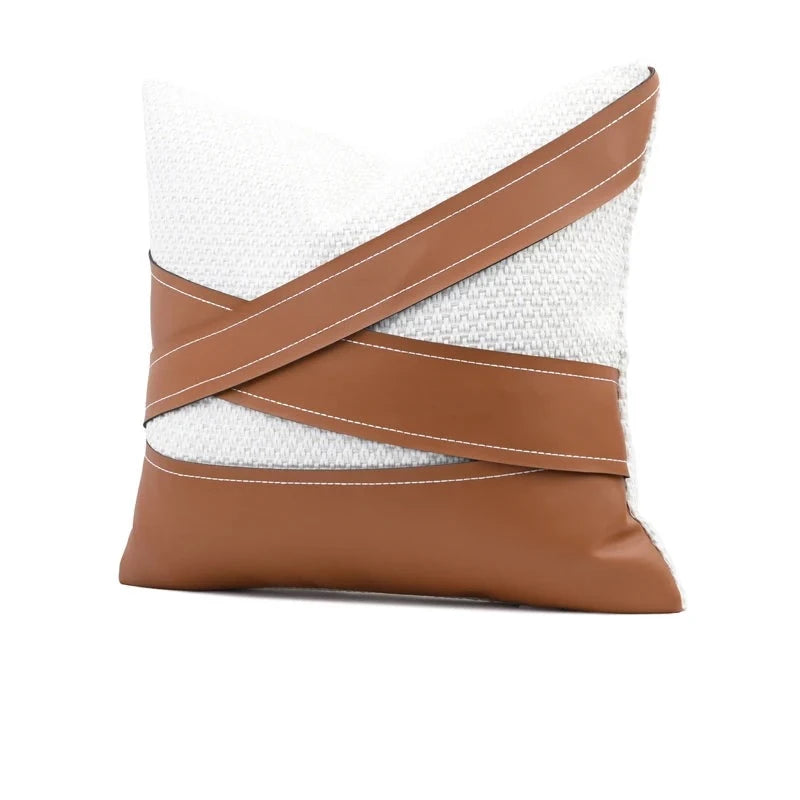 Tan Leather Strap Pillow