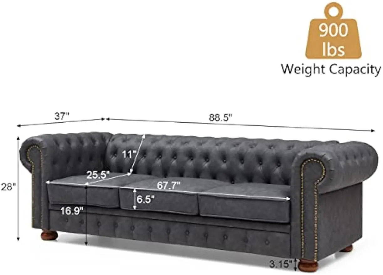 Franklin Dark Grey Tufted Sofa