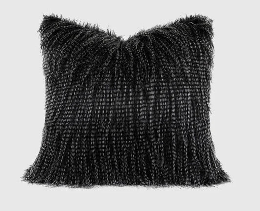 Black Fluffy Throw Pillow Cover