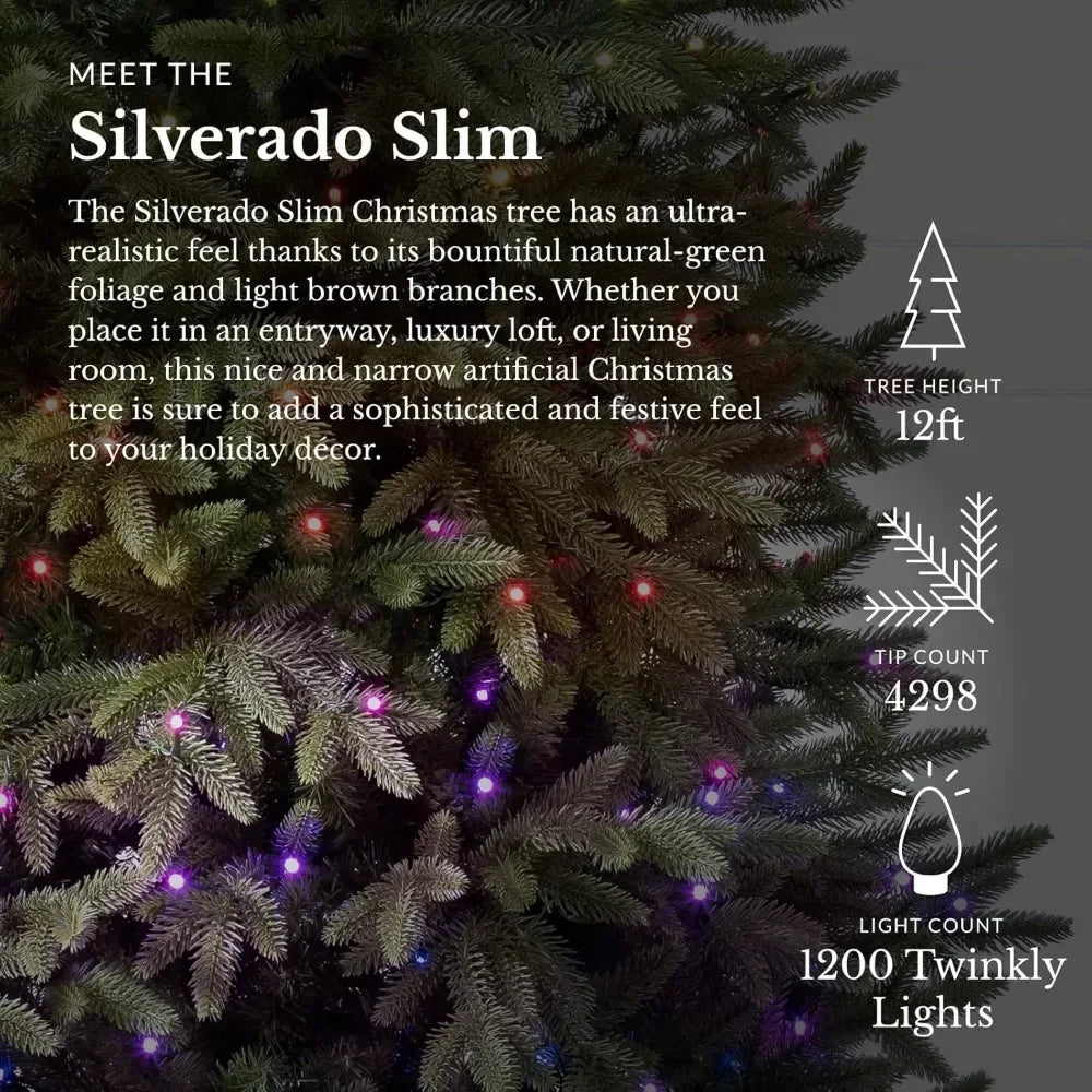 Silverado Twinkly Slim Artificial Christmas Tree (3 Sizes)