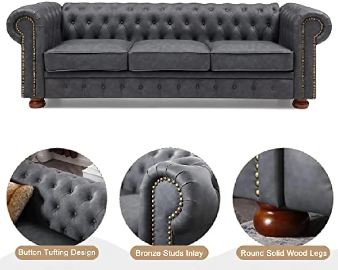 Franklin Dark Grey Tufted Sofa
