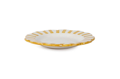 Ceramic stripe Salad Plate, Yellow- 8.25x 8.25 x 1.25 Inches ( Set of 2 )