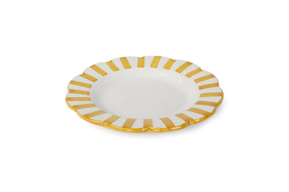 Ceramic stripe Salad Plate, Yellow- 8.25x 8.25 x 1.25 Inches ( Set of 2 )